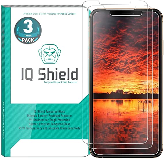IQ Shield Glass Screen Protector Compatible with Apple iPhone Xs (5.8 inch)(3-Pack) Clear Tempered Ballistic Glass HD and Transparent Shatter-Proof Shield, 99% Touch Accuracy
