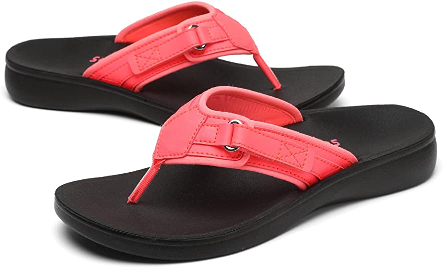 SOLLBEAM Womens Original Orthotic Comfort Thong Style Flip Flops Sandals With Arch Support Heel Cup