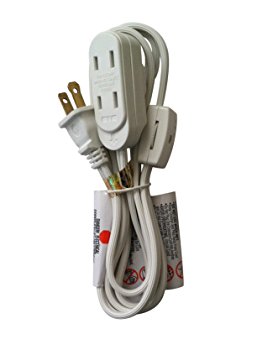 6-feet 16/2 Household Extension Cord with Thumb Wheel On/Off Switch White