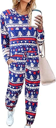 Ekouaer Sweatsuits Womens Loungewear Set Tracksuit Long Sleeve Pajamas Set with Pockets 2 Piece Outfits Lounge Sets