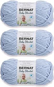 Bernat Baby Blanket Baby Blue Yarn - 3 Pack of 100g/3.5oz - Polyester - 6 Super Bulky - 72 Yards - Knitting/Crochet