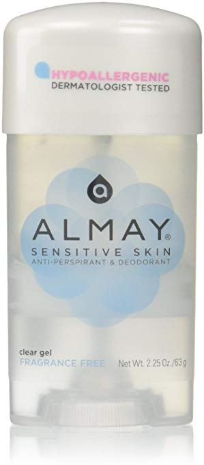 Almay Sensitive Skin Clear Gel, Anti-Perspirant and Deodorant, Fragrance Free, 2.25 Oz (Pack of 2)