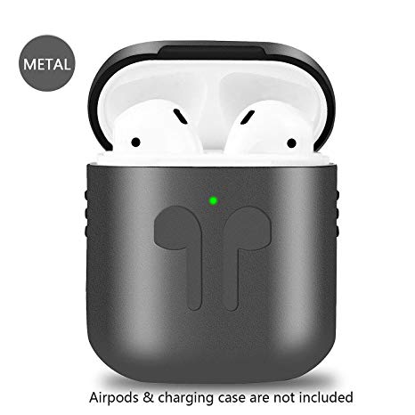 Metal Airpods Case Full Protective Skin Cover Compatible with Apple Airpods 1&2 Wireless Charging Case Accessories Kits (For Airpods 2 Wireless Version, space gray)
