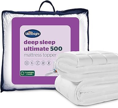 Silentnight Deep Sleep 5cm Double Mattress Topper - Luxury Soft 5cm Thick Deep Mattress Topper Enhancer Pad Protector with Easy Fit Straps - Hypoallergenic and Machine Washable - Double - 190x135cm