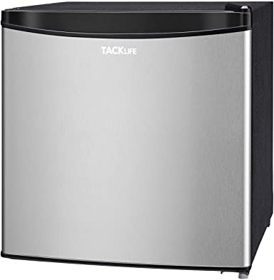 TACKLIFE 1.6 Cu.Ft Mini Fridge with Freezer, Energy Star Single Door, Steel, Black, for Dorm, Office, Garage, Camper, Basement- MVSFR161