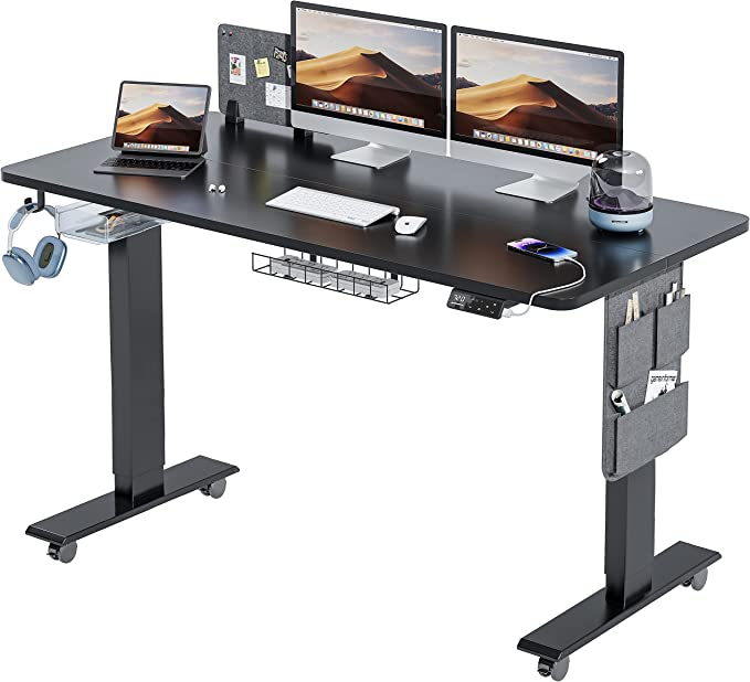 MAIDeSITe Electric Standing Desk Height Adjustable Standing Desk Sit Stand Desk Stand Up Desk with Drawer and 140 * 70cm Desktop for Home Office