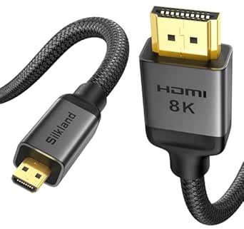 Silkland 10K 8K 4K Micro HDMI auf HDMI 2M, [8K@60Hz, 4K@120Hz] Micro HDMI 2.1, 48Gbps, HDR, eARC Kompatibel für Raspberry Pi 5 4, Kameras, Go Pro Hero, Monitor, Laptops, Cam Link, Samsung G8 G9, TV