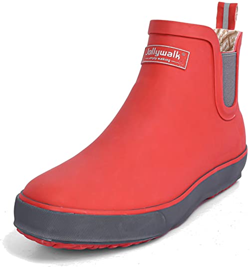 Women's Ankle Rain Boots Waterproof Garden Shoes Anti-Slip Rain Shoes Rubber Sole Unisex Deck Boots Large Size 10.5