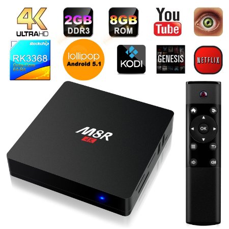 Toovoo M8R 4K*2K Android 5.1 Tv Box Amlogic RK3368 2G 8G Playback Octal Core Bluetooth Dual WIFI 2.4G/5.8G Streaming Media Player