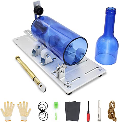 Glass Bottle Cutter Kit STARESSO 5-wheel Adjustable Stainless Steel Bottle Cutting DIY Machine Round Bottles from Bottom to Neck for Chandelier Candle Holder