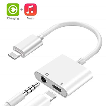 Comfort Valley Headphone Jack Adapter for iPhone, 3.5mm Headphone Adapter Charger Cable for iPhone X/Xs Max/XR / 8/8 Plus/7/7 Plus Audio Splitter Accessory Supports The Latest iOS System(White)