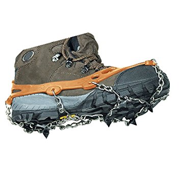 2x Ice Cleat Shoe Boot Tread Grips Traction Crampon Chain Spike Winter Sport Snow w/ Pouch Carabiner