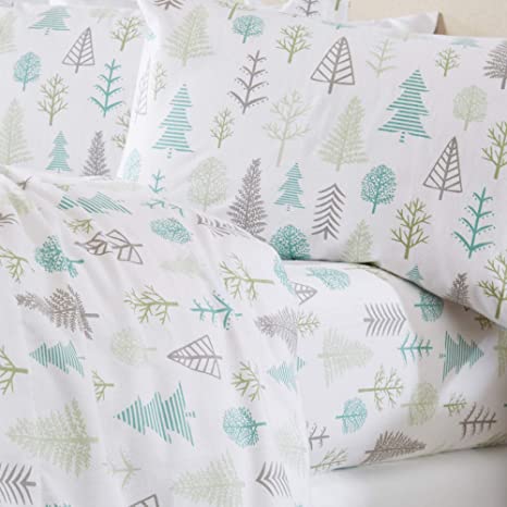 Home Fashion Designs Stratton Collection Extra Soft Printed 100% Turkish Cotton Flannel Sheet Set. Warm, Cozy, Lightweight, Luxury Winter Bed Sheets. (Twin, Winter Forest)