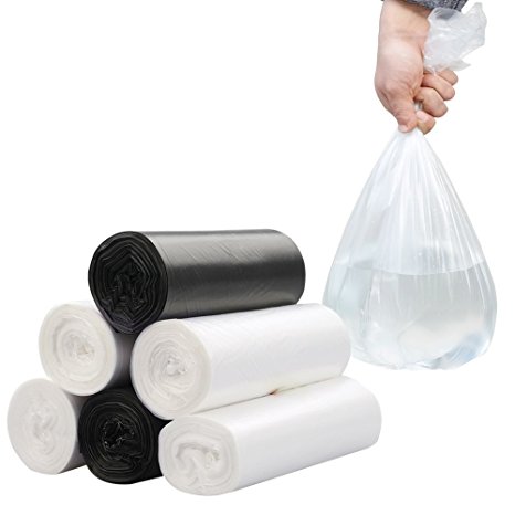 Nicesh 10 Gallon Kitchen Trash bags,150 Counts, Black, Clear and White