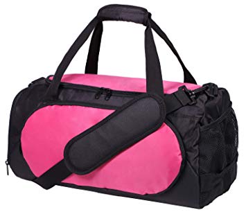 MIER Gym Bag Sports Duffel for Men and Women with Shoe Compartment, 25L (Pink)