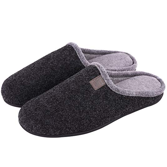 LongBay Men's Memory Foam Slippers Closed Toe House Home Indoor Lightweight Comfy Shoes