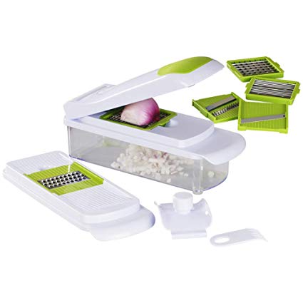 Mandoline Slicer Vegetable Chopper Vegetable Slicer and Chopper Dicer Cutter Cuber Upgraded 6 in 1 Versatile Kitchen Grader for Onion Potato Fruit Veggie Cheese Multi Blade