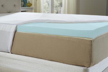 Natures Sleep AirCool IQ Twin Size 2.5 Inch Thick 3lb Density Gel Memory Foam Mattress Topper with Microfiber Fitted Cover and 18 Inch Skirt