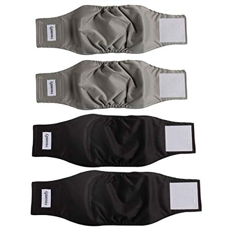 vecomfy Washable Belly Bands for Male Dogs(4 Pack),Premium Reusable Small Dog Wrap Leakproof Puppy Diapers
