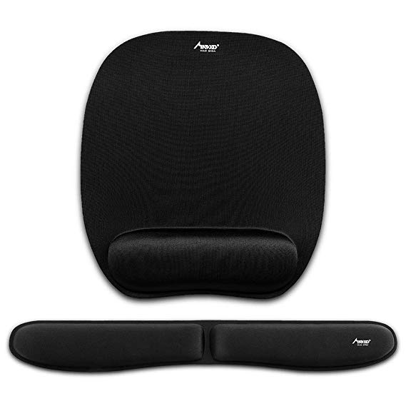 Mouse Pad, MAD GIGA Ergonomic Mouse Pad with Wrist Rest Support Memory Foam Non Slip Keyboard Pad Keyboard Wrist Rest for Office, Computer, Laptop & Mac with Free Cleaning (New Set)