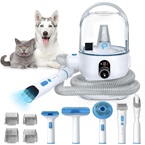 Aprafie Pet Grooming Vacuum Kit,13.4Kpa Suction for 99% Pet Hair,with 5 Professional Pet Grooming Tools, Pet Grooming Kit 2L Large Capacity Container,for Dogs Cats Pet Hair Home Cleaning