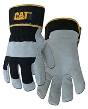 Caterpillar CATO13201L Premium Grey & Black Cowhide Split Leather Palm Glove, size Large.
