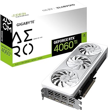 GIGABYTE GeForce RTX 4060 Ti AERO OC 16G Graphics Card, 3X WINDFORCE Fans, 16GB 128-bit GDDR6, GV-N406TAERO OC-16GD Video Card