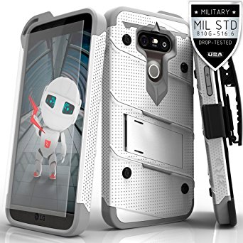 LG G5 Case, Zizo [Bolt Series] with FREE [LG G5 Screen Protector Clear] Kickstand [Military Grade Drop Tested] Holster Belt Clip - LG G5