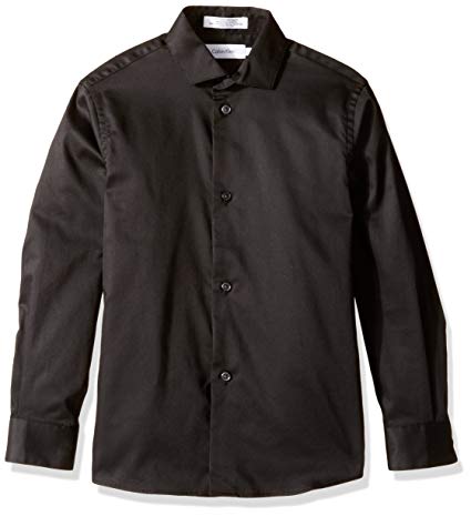 Calvin Klein Boys' Long Sleeve Sateen Dress Shirt