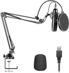 Neewer USB Microphone Kit for PC Computer, 192KHz/24Bit Plug & Play Cardioid Condenser Mic with Professional Sound Chipset for Streaming/Video Recording/Zoom Conference/Broadcast, USB200