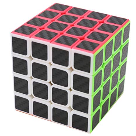 CuberSpeed Magic cube 4x4 Stickerless Bright with black sticker Speed cube Phantom Carbon fiber sticker 4x4x4 Color Magic cube