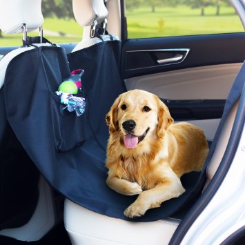 Car Seat Cover for Pets   BONUS Bag | Doubles as Hammock & Bench Seat Protector | Machine Washable, Waterproof Black SUV Truck Rear Backseat Accessories Back Non Slip Dog Barrier Bed | Extra Large Fit
