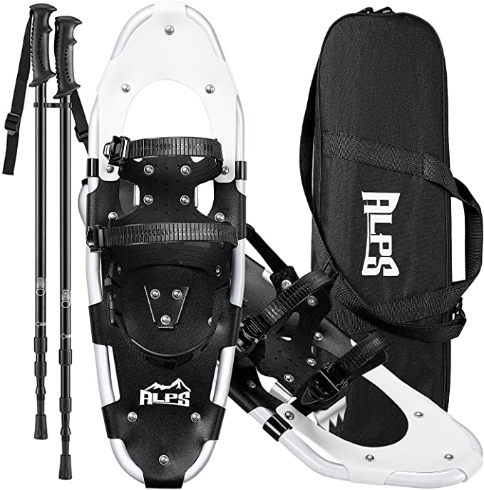 ALPS 14/17/19/21/25/27/30 Inch Snowshoes for Women Men Youth with Pair Antishock Snowshoes Poles, Free Carrying Tote Bag