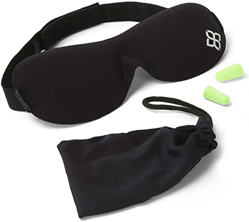 Jet-Black Bedtime Bliss Eye Mask for Sleeping | Sleep Mask for Men & Women. Our Luxury Blackout Masks are Adjustable, Contoured & Comfortable - Includes Carry Pouch and Ear Plugs