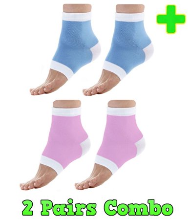 HealthyNees 2 Pair Combo Moisturizing Foot Heel Built In Gel Treatment Soft Dry Skin Cracked Heel Sleeve
