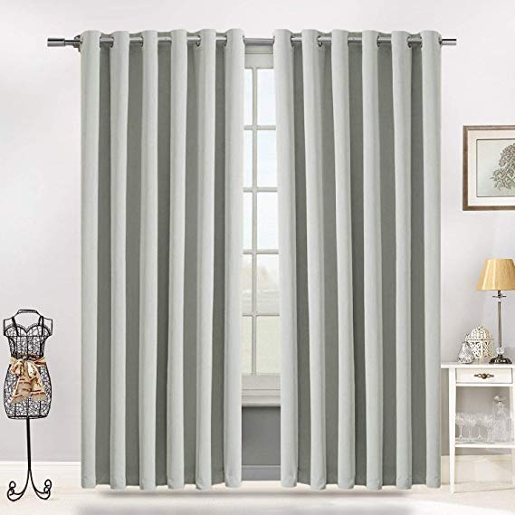 Interwoven Blackout Curtains Supersoft Insulated Thermal Blackout Ring Top/Eyelet Tape Pair Curtains for living Room (90" Width X 90" Drop (228 x 228 CM), Ring Top/Silver)