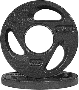 WF Athletic Supply Olympic Grip Plate, 2-inch Diameter Collar Opening for Compatibility on any Olympic Barbell, Available in 2.5, 5, 10, 25 & 45lb