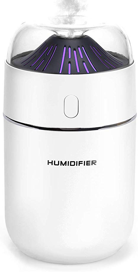 Zonsk Mini Humidifier for Bedroom, Personal Ultrasonic Humidifier for Car,Office,Room, Safely Auto-Off, Colorful Night Light (White)