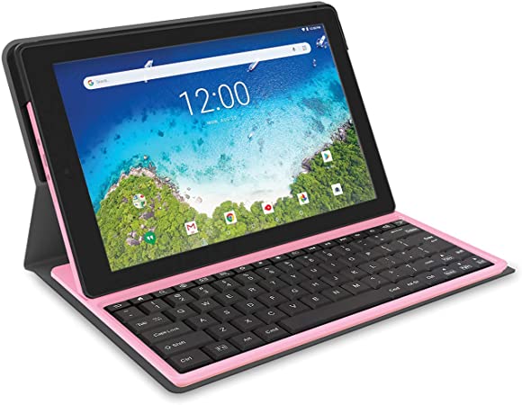 RCA Viking Pro Tablet w/Folio Keyboard 10" Multi-Touch Display, Android Go Edition Pink