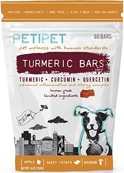 PETIPET Itching Allergy Inflammation Relief for Dogs - Organic Turmeric, Curcumin, Quercetin Herbal Soft Chews for Seasonal Allergies, Itch, Skin Hot Spots, Immune & Digestive Health