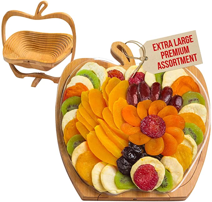 Dried Fruit Gift Hamper Tray Turns into Basket, Healthy Gourmet Snack Box, Holiday Food Tray - Bonnie & Pop