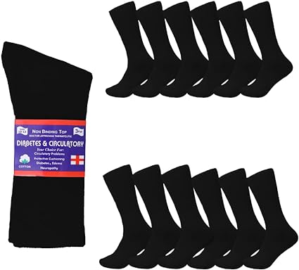 Diamond Star Diabetic Socks, Non-Binding Circulatory Cushion Cotton Crew Diabetic Socks for Men Women