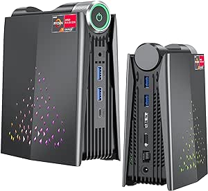 ACEMAGICIAN Gaming PC, Mini PC Gaming, AMD Ryzen 7 5700U (up to 4.3Ghz) 32GB DDR4 512GB M.2 SSD Zen 3 Ryzen Mini PC RGB Lights AMR5 Mini Computer WiFi6 4K HDMI DP Type-C Small PC, Auto Power On