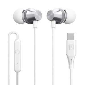 Portronics Conch Beat C in Ear Wired Earphones with Mic, Type C Audio Jack, 10mm Driver, 1.2m TPE Anti Tangle Wire, in line Mic Controls, Powerful Audio, Metal Alloy Body, Wide Compatibility(Silver)