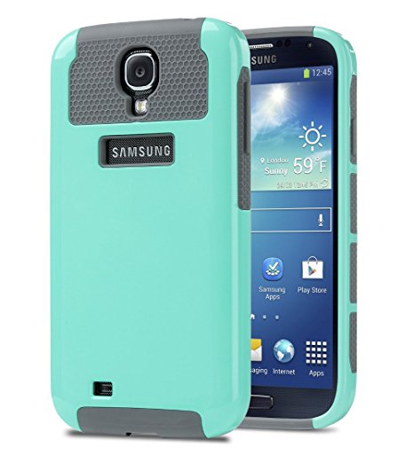 Galaxy S4 Case, S4 Case - ULAK 2in1 Hybrid Rubber Matte Slim Hard Case Cover for Samsung Galaxy S4 IV i9500 (Mint/Gray)