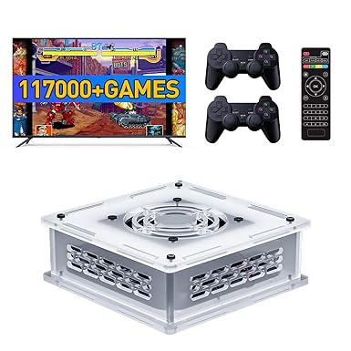 Super Console X Pro Plus, 256G Retro Game Console Built-in 117,000  Games, Dual Systems Swtiching, for 4K TV HD/AV Output, Compatible with PS1/PSP/MAME, etc, Plug and Play, Gift for Men (Black)