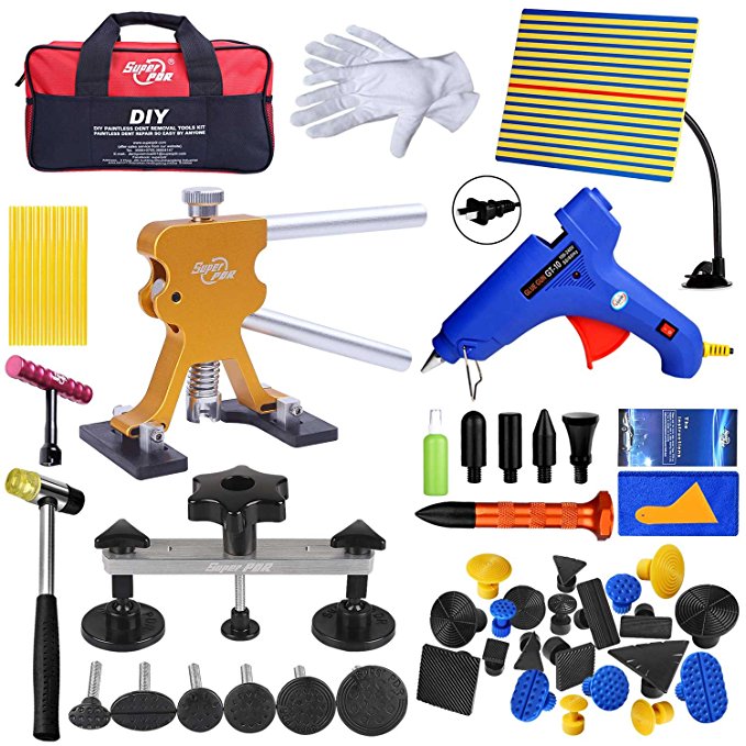 Fly5D Paintless Auto Car Body Dent Repair Removal Kits Set Dent Glue Puller Lifter Body Shop Repair Tools (54pcs)