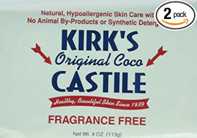 Kirks Natural Fragrance Free Original Coco Castile Bar Soap, 4 Ounce - 2 per case.