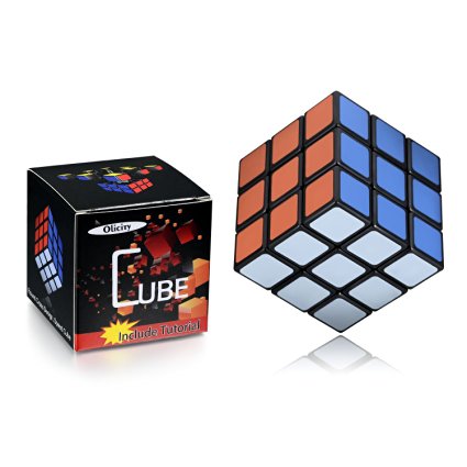 Puzzle Cube, Olicity Speed Cube 3x3x3 Smooth Stickerless Cube with Solution Guide, Black