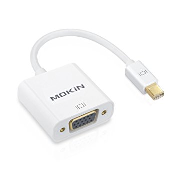 Mini DP to VGA, MOKiN Thunderbolt (Mini Display Port) To VGA for Apple MacBook, MacBook Pro, MacBook Air, iMac, Mac mini, Mac Pro(White)